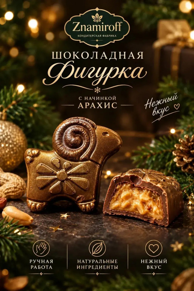  Шоколад фигурный "Баран-таран" молочный шоколад с арахисовой начинкой (блок 5шт по 70г) в Волгограде